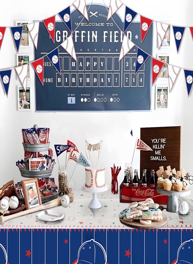 YUNVI 4 Pcs Baseball Party Decorations Kit with 3pcs Baseball Theme Tablecloth and 1pcs Baseball Banner, Baseball Party Supplies for Kid and Baseball Fans Sports Theme, Birthday Decor - Image 5